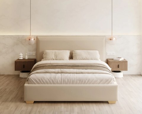 Łóżko tapicerowane PERFETTO z pojemnikiem i stelażem podnoszonym - 180x200 - PARIS - Cream