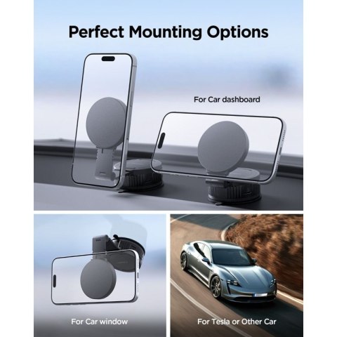 Spigen MFT35-1 Magnetic Dashboard & Windshield & Screen Car Mount - Magnetyczny uchwyt samochodowy MagSafe (Black)