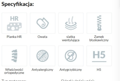 Materac H5 powyżej 130kg wysokoelastyczny DEDAL 140x190x28 Dormia