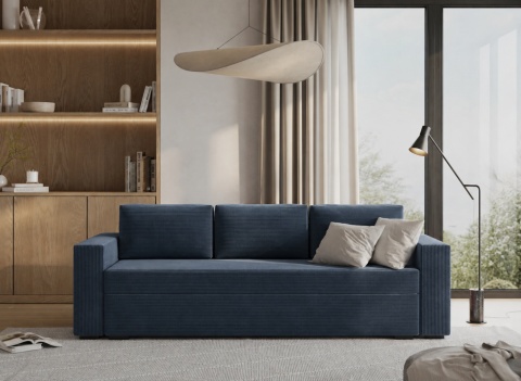 Sofa ELANO rozkładana, z poduszkami 234x92 SZTRUKS Granat