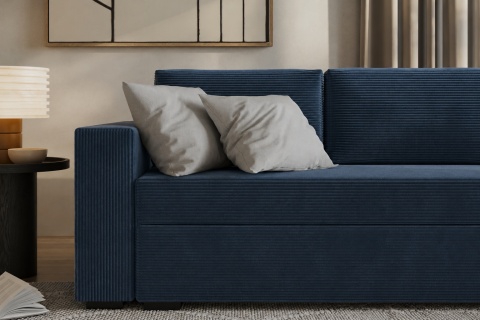 Sofa ELANO rozkładana, z poduszkami 234x92 SZTRUKS Granat