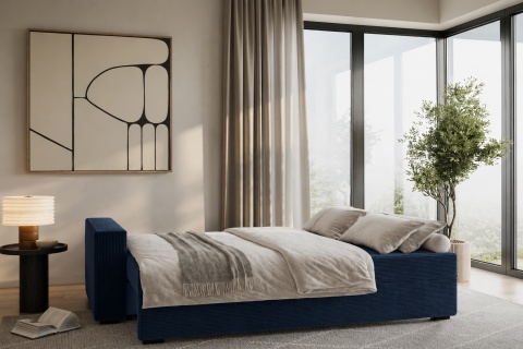 Sofa ELANO rozkładana, z poduszkami 234x92 SZTRUKS Granat