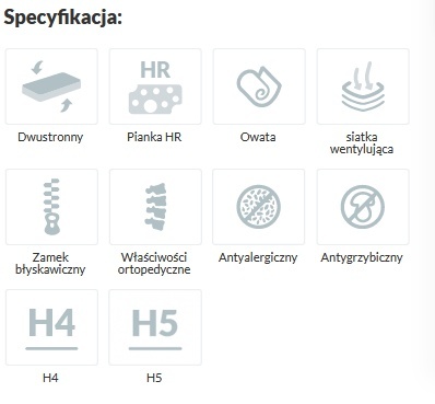 Gruby Materac H4H5 wysokoelastyczny Echo i Narcyz Plus 160x200x33 Margrita