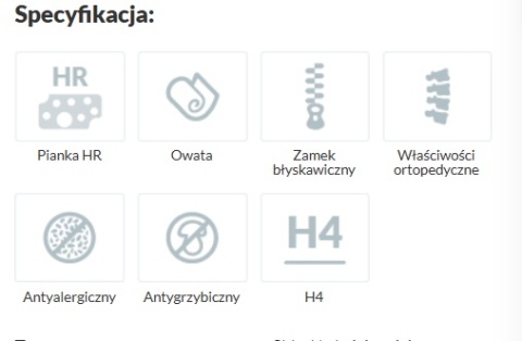 Materac twardy H4 wysokoelastyczny z kokosem Ikar 180x200x27 Silver