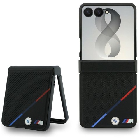 BMW M Leather Perforated Tricolor Stripe Metal Logos MagSafe - Etui Samsung Galaxy Z Flip 8 (czarny)