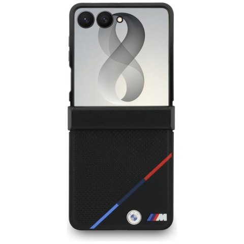 BMW M Leather Perforated Tricolor Stripe Metal Logos MagSafe - Etui Samsung Galaxy Z Flip 8 (czarny)