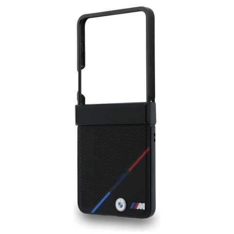 BMW M Leather Perforated Tricolor Stripe Metal Logos MagSafe - Etui Samsung Galaxy Z Flip 8 (czarny)
