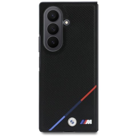 BMW M Leather Perforated Tricolor Stripe Metal Logos MagSafe - Etui Samsung Galaxy Z Fold 8 Ultra (czarny)