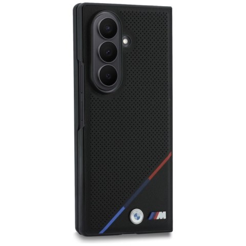 BMW M Leather Perforated Tricolor Stripe Metal Logos MagSafe - Etui Samsung Galaxy Z Fold 8 Ultra (czarny)