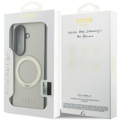 Guess Magnetic Ring Stand Grained Classic Logo MagSafe - Etui Samsung Galaxy Z Fold 8 Ultra (beżowy)