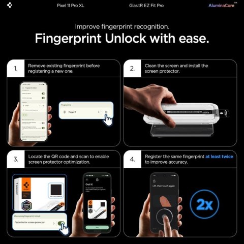 Spigen Glas.tR EZ Fit Pro AC 2-Pack - Szkło hartowane do Google Pixel 11 Pro XL (2 szt)
