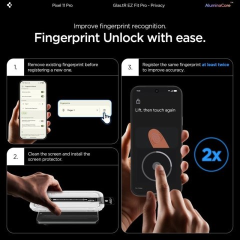 Spigen Glas.tR EZ Fit Pro AC Privacy 2-Pack - Hartowane szkło prywatyzujące do Google Pixel 9 / 9 Pro / 10 Pro / 11 Pro (2 szt)