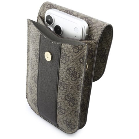 Guess 4G & Classic Logos Stripe Strap - Torebka na telefon (brązowy)