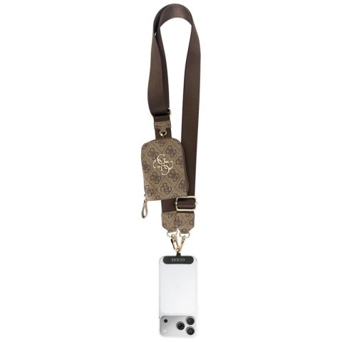 Guess 4G Metal Logo Universal Crossbody Phone Strap Small Purse - Smycz / pasek na ramię z portfelem do telefonu (brązowy)