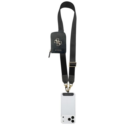 Guess 4G Metal Logo Universal Crossbody Phone Strap Small Purse - Smycz / pasek na ramię z portfelem do telefonu (czarny)