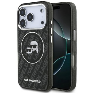 Karl Lagerfeld IML Glitter Karl & Choupette Heads Logo MagSafe - Etui iPhone 17 Pro (czarny)