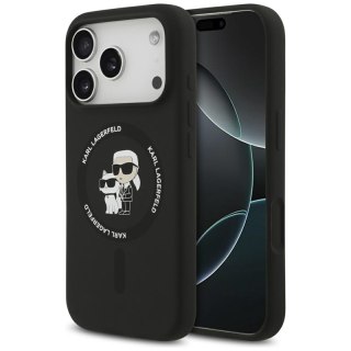 Karl Lagerfeld Silicone Karl & Choupette Ring MagSafe - Etui iPhone 17 Pro Max (czarny)