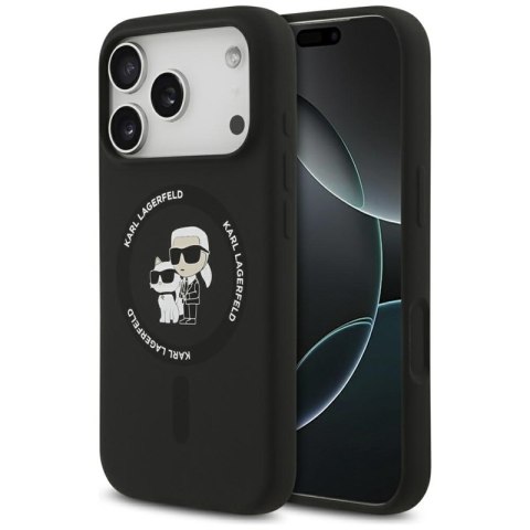 Karl Lagerfeld Silicone Karl & Choupette Ring MagSafe - Etui iPhone 17 Pro Max (czarny)