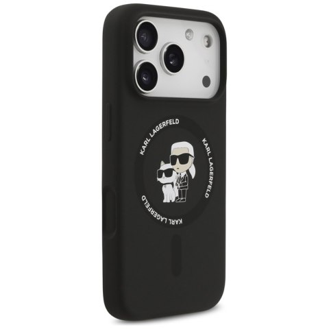Karl Lagerfeld Silicone Karl & Choupette Ring MagSafe - Etui iPhone 17 Pro Max (czarny)