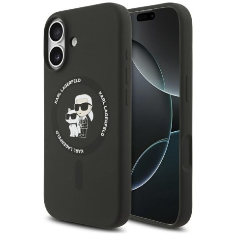 Karl Lagerfeld Silicone Karl & Choupette Ring MagSafe - Etui iPhone 17 (czarny)