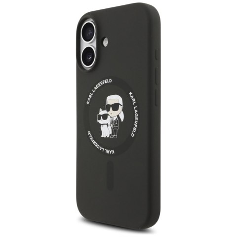 Karl Lagerfeld Silicone Karl & Choupette Ring MagSafe - Etui iPhone 17 (czarny)