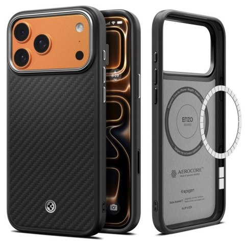 Spigen Enzo Aramid T Mag MagSafe - Etui do iPhone 17 Pro (Black/Silver)