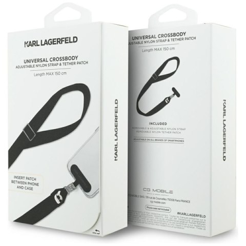 Karl Lagerfeld Universal Crossbody Strap Tether Patch Karl Metal Logo - Uniwersalny pasek / smycz do telefonu (czarny)