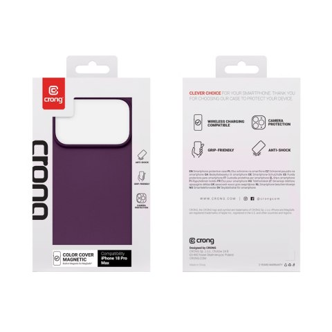 Crong Color Cover Magnetic - Etui MagSafe iPhone 18 Pro Max / 17 Pro Max (śliwkowy)