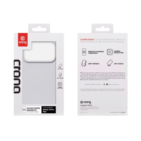Crong Color Cover Magnetic - Etui MagSafe iPhone 18 Pro Max / 17 Pro Max (szary)