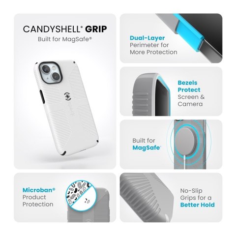 Speck Candyshell Grip MagSafe - Etui iPhone 17e / 16e / 15 / 14 / 13 (White / Black)