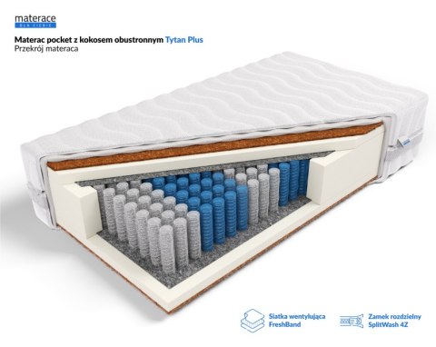 Frankhauer Materac pocket z kokosem obustronnym Tytan Plus - 150 x 200 - Margrita