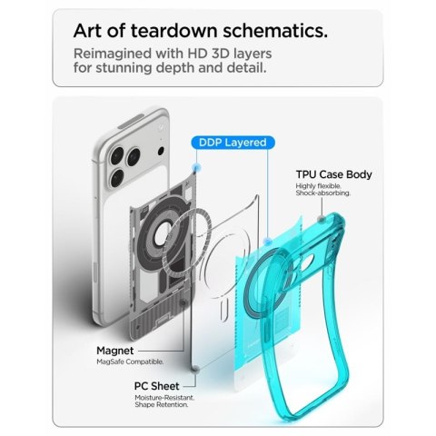 Spigen Ultra Hybrid Mag MagSafe - Etui do iPhone 18 Pro / 17 Pro (C-One Bondi Blue)