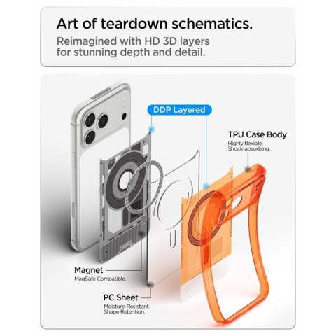 Spigen Ultra Hybrid Mag MagSafe - Etui do iPhone 18 Pro / 17 Pro (C-One Tangerine)