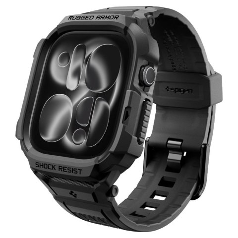 Spigen Rugged Armor Pro - Pasek z obudową do Apple Watch 12 42 mm (Matte Black)