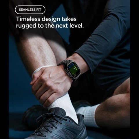 Spigen Rugged Armor Pro - Pasek z obudową do Apple Watch 12 42 mm (Matte Black)