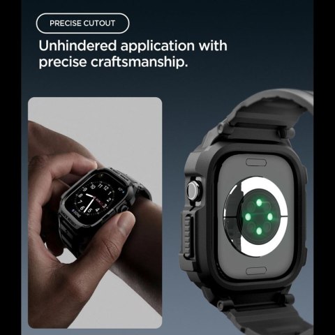 Spigen Rugged Armor Pro - Pasek z obudową do Apple Watch 12 42 mm (Matte Black)
