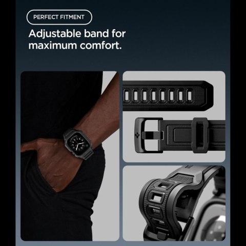 Spigen Rugged Armor Pro - Pasek z obudową do Apple Watch 12 42 mm (Matte Black)