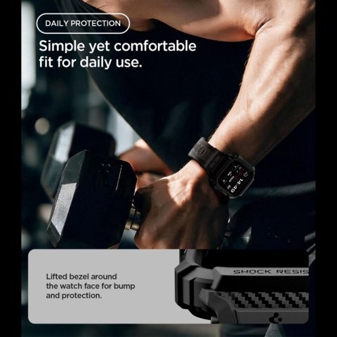 Spigen Rugged Armor Pro - Pasek z obudową do Apple Watch 12 42 mm (Matte Black)