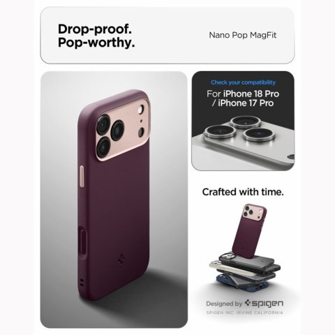Spigen Nano Pop Mag MagSafe - Etui do iPhone 18 Pro / 17 Pro (Burgundy Bean)