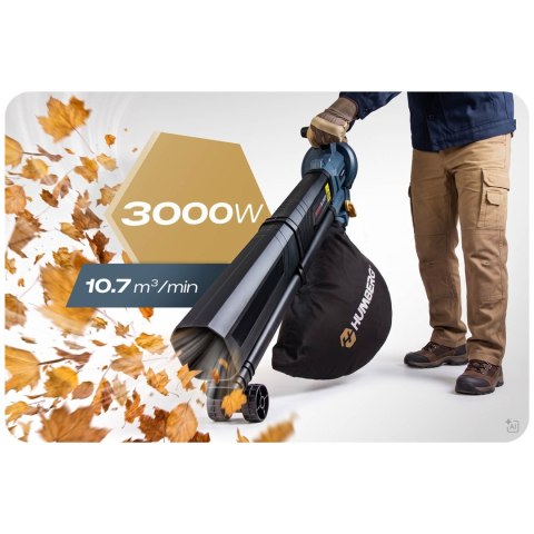 Dmuchawa do liści odkurzacz ogrodowy 3000 W rozdrabniacz Humberg HM-617