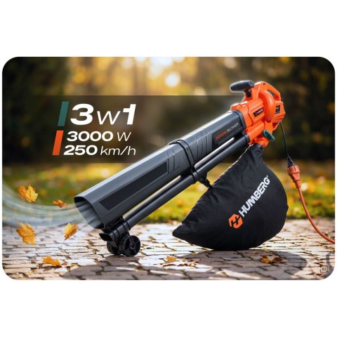 Dmuchawa do liści odkurzacz ogrodowy 3000 W rozdrabniacz Humberg HM-617