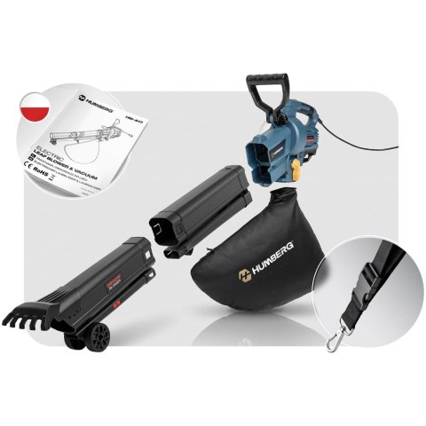 Dmuchawa do liści odkurzacz ogrodowy 3800 W rozdrabniacz Humberg HM-618