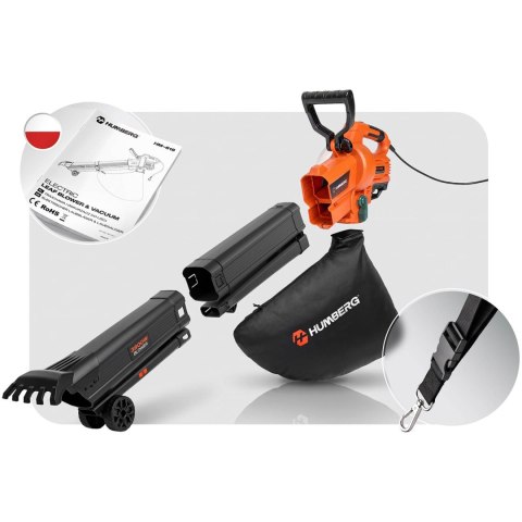 Dmuchawa do liści odkurzacz ogrodowy 3800 W rozdrabniacz Humberg HM-618