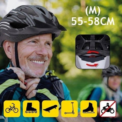 Dunlop - Kask rowerowy MTB regulowany rozmiar M 55-58 cm (Szaro-Czarny)