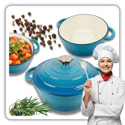 EMALIOWANY GARNEK ŻELIWNY 22cm 3L HAGE LAZUR