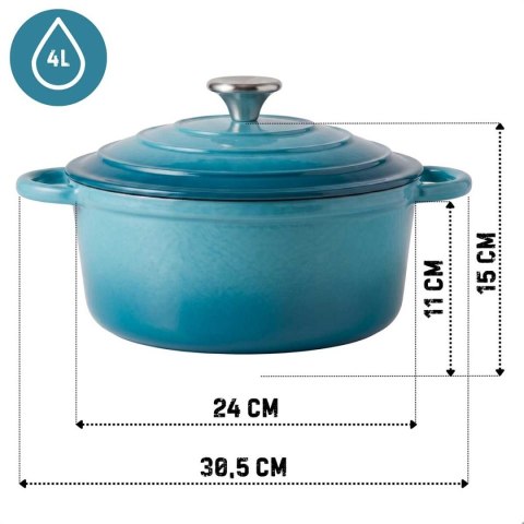 EMALIOWANY GARNEK ŻELIWNY 24cm 4L HAGE LAZUR