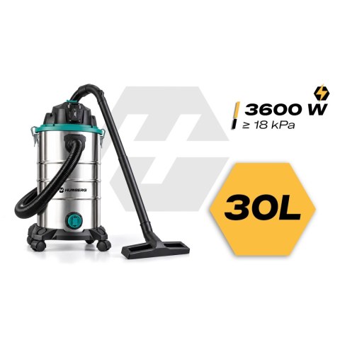 Odkurzacz przemysłowy 30 l 3600 W bezworkowy na mokro i sucho HM-409