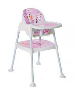 Krzesełko do karmienia stolik krzesło 3w1 różowy