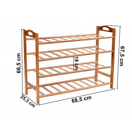 Bambusowy regał na buty 4 poziomy NERIA