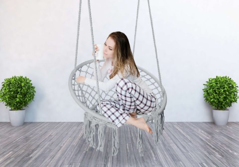 Krzesło fotel wiszący huśtawka TOGO SZARE z poduszkami